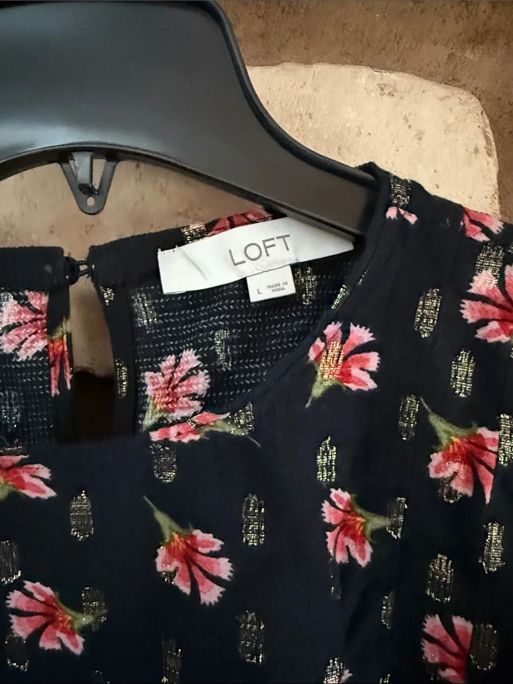 Loft floral puff sleeve blouse size L
